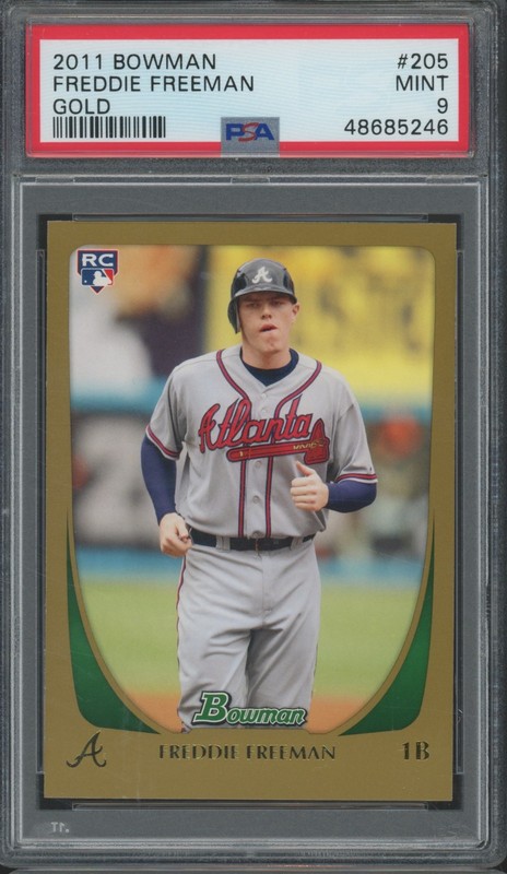 2011 Bowman Gold #205 Freddie Freeman RC Rookie Mint PSA 9