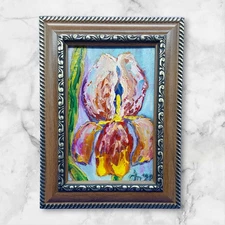 Iris Flowers Original Oil Painting Gift 3D Semi-Abstract Art For Her Wall Art
