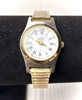 Vintage Anne Klein II Watch Womens Two Tone Gold Silver Roman Numerals Flex Band