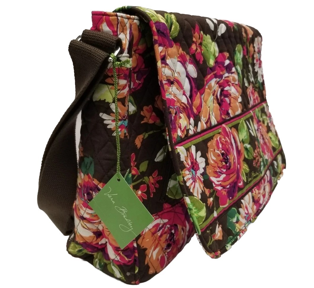 Vera Bradley English Rose Garden L Messenger Bag Brown Floral