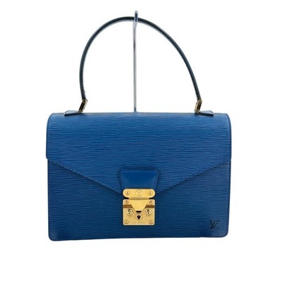 LOUIS VUITTON Concorde Epi Leather Blue Turn Lock Top Handle Handbag M52135