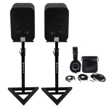 2 JBL C2PS CONTROL 2P 5.25" Studio Monitor Speakers Stands ATH-M50X Headphones