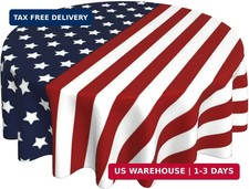 4th of July Tablecloth 70 Inch Round Patriotic Table Cloth Red Stripes American
