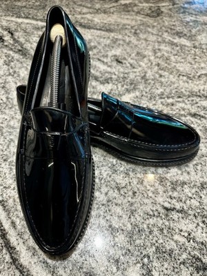 YSL Yves Saint Laurent Loafers Size 7.5 Black Rubber Rain Penny Pilati Era Rare