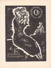 Exlibris Bookplate Linocut Erwin Theermann 1905-1972 Woman Infant 2