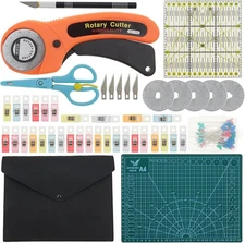 welltop Rotary Cutter Set, 96 PCS Quilting Kit 45mm Fabric Cutters Kit with 5 Ex