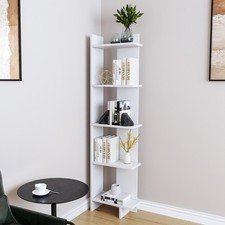 5-Tier Corner Bookshelf Space-Saving Shelving Unit Display Bookcase Wood Unit