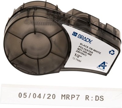 Solvent-resistant lab label, Brady M21-500-488, black/white