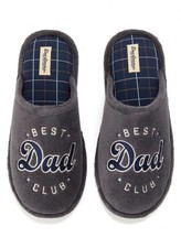 DEARFOAMS Men  s Size XL 13-14 Best Dad Club Scuff Slippers Memory Foam   Grey