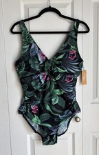 NWT Kona Sol One-Piece Swimsuit Tropical Tummy Control Full Coverage Size Large