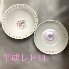 Sanrio Little Twin Stars Kiki Lala Vintage Bowl Plate Set, 2pc, Retro Japan,