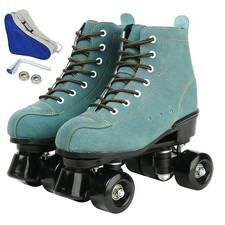 Cowhide High-Top Double-Row Roller Skates for Women  Men - Classic 4-Wheel
