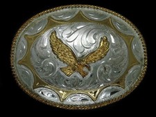 UA13163 VINTAGE 1970s  BALD EAGLE  ENGRAVED WESTERN  COWBOY BELT BUCKLE