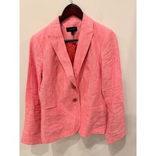 Talbots Pink 100 Linen Blazer Women's Size 8 NWOT Coral Tailored Jacket