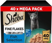 Sheba Cat Food Pouches 120x 85g Mixed Fish in Jelly Adult Wet Cat Food 6.43 per kilo