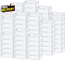 100 Pcs Clear Plastic Bead Storage Boxes Mini Hinged Lid Craft Organizer 2.1in