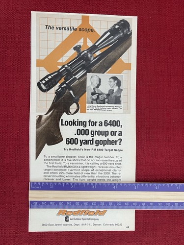 Vintage 1974 Redfield Scope Print Ad RM 6400 Scope Advertisement - Picture 3 of 3