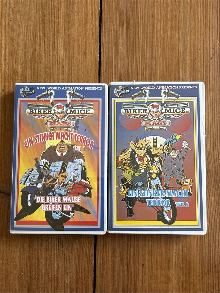 Biker Mice from Mars Ein Stinker macht Terror Teil 1 & 2 1994 VHS Video Rarität!