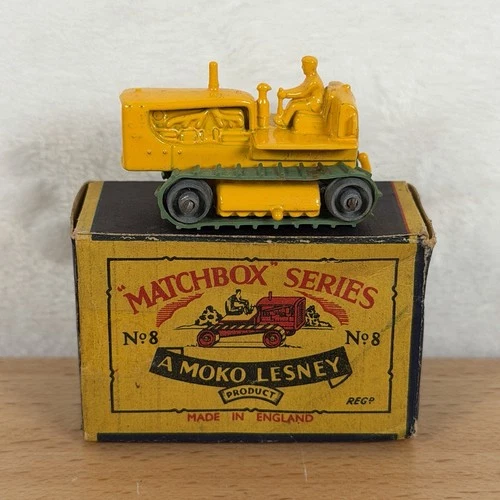 VTG Matchbox Lesney Caterpillar Tractor No. 8 MOKO Series 1950s England w/ Box
