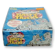 1990 FUN STUFF NASTY TRICKS TRADING CARDS FACTORY SEALED BOX, 36 PACKS,