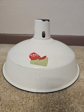 Vintage 14" White ABOLite Light Shade Enamel Metal Industrial Barn Made in USA