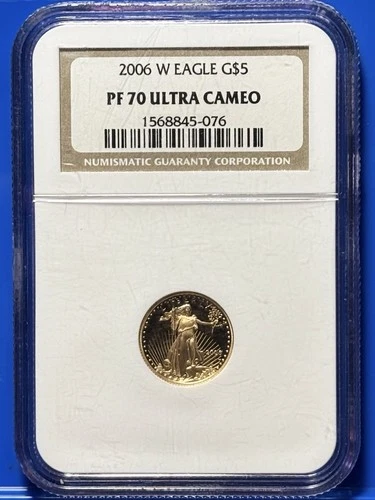 2006 W G$5 American Gold Eagle Coin, NGC PF 70 Ultra Cameo Gold, 1/10th oz