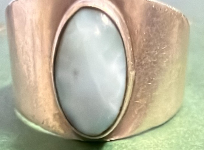 Sterling silver thin ring with white moonstone. S… - image 3
