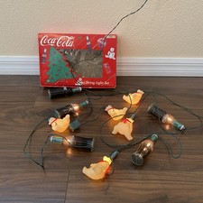 Vintage Coca-Cola String Light Set 14&rsquo; Coke Bottles and Polar Bears Working