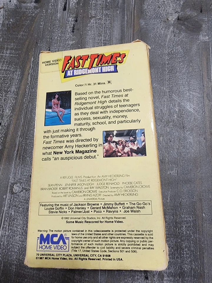 Fast Times At Ridgemont High (VHS 1982, 1987 MCA Release) - Image 2 of 4