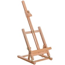 U.S. Art Supply Small Tabletop Wooden H-Frame Studio Easel, Adjustable Beechwood