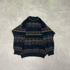 Vintage Knitted Jumper Abstract Patterned Grandad Knit Sweater Men's Xl