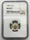1948-D Roosevelt Silver Dime 10C NGC MS66 FT Full Torch Gem US 90% Coin BM1