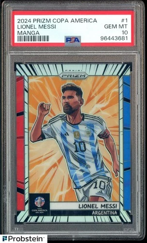 2024 Panini Prizm Copa America Soccer Manga #1 Lionel Messi SSP CASE HIT PSA 10