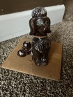 vintage dog figurines made in japan Red Pottery Dogs With Two Chain Puppies  — photo 1
