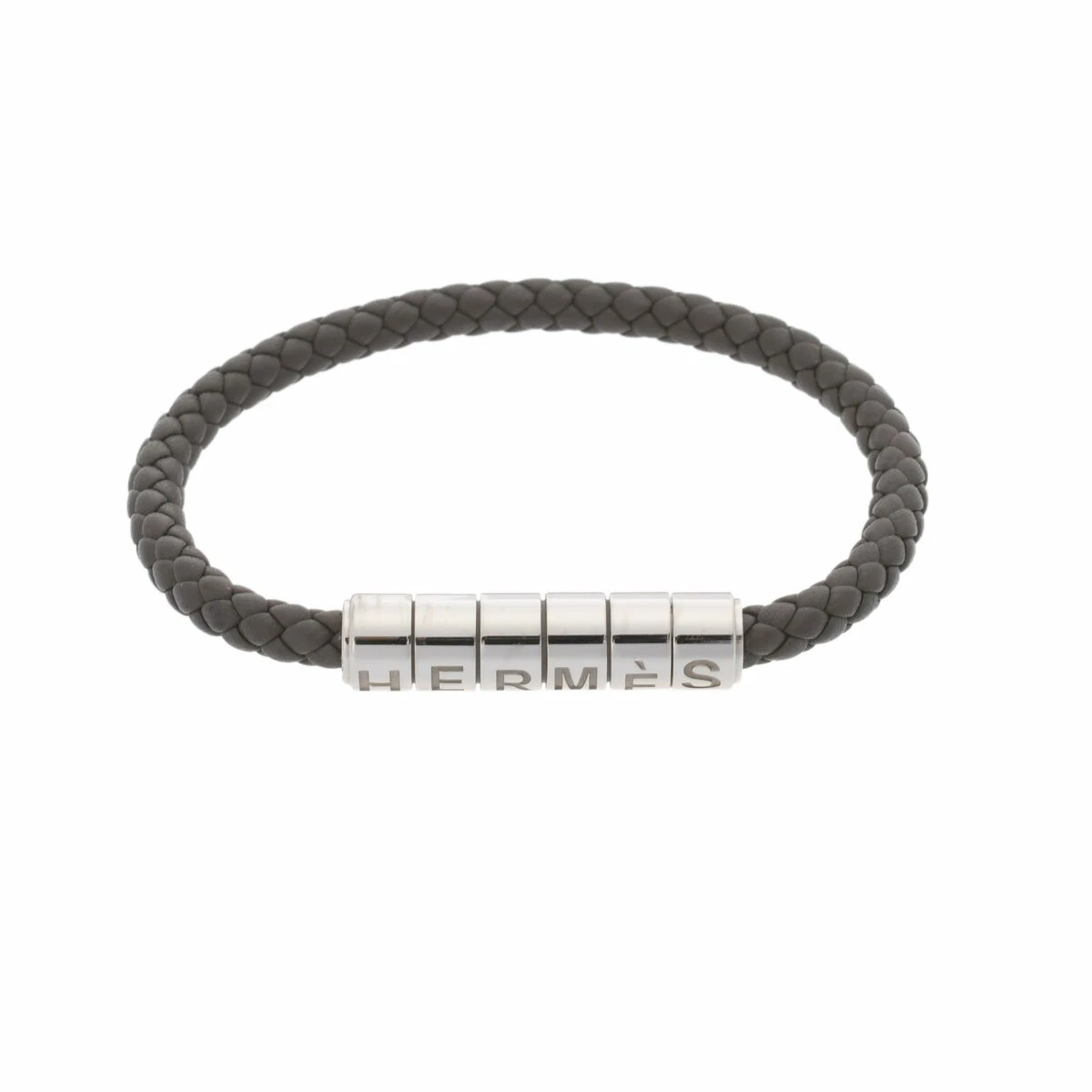 HERMÈS Y0625 Hermes Golia grigio argento ferramenta pelle bracciale unisex prestito 36 volte