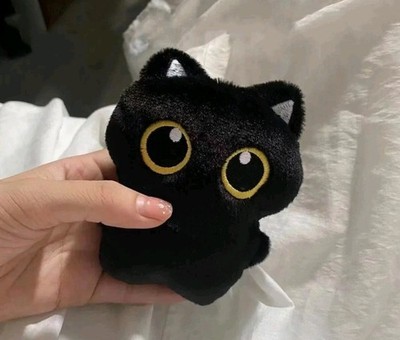 Niedliche 10 cm schwarze Katze Plüschtier Puppe kleiner Anhänger Kuschelkissen Kissen 