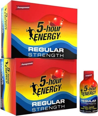5 Hour Energy Regular Strength Pomegranate 1.93 fl.oz (Pack of 2 Boxes) 24 bttls