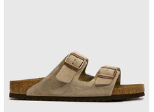 Birkenstock Arizona Beige Suede Two Strap Buckle Slip On Sandals UK 8 Unisex