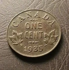 1935 Canada 1 Cent  (S10) King George V Canadian Penny Copper Coin Small Cent