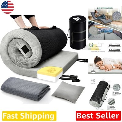 Memory Foam Camping Mattress 3'' Thick w/ 2 Covers - Waterproof, Portable