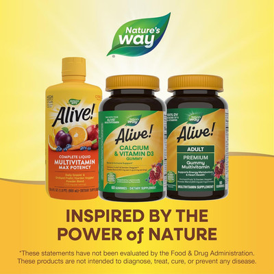 Alive! Daily Calcium & Vitamin D3 Gummies, Bone Support*, Immune Support*, St...