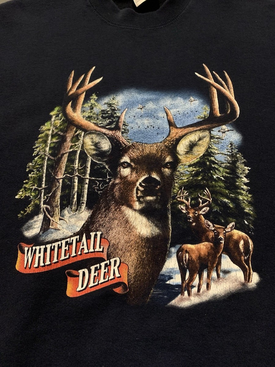 Vintage Members Mark Deer Sweater Mens XXL 2XL Navy Whitetail Deer Pullover View 6