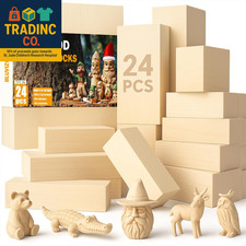 Basswood Carving Blocks 24PCS: Whittling Wood Blocks Wood Carving Kit with 3 Dif
