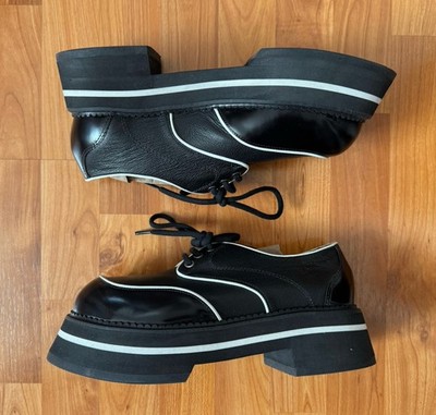John Fluevog Freshvogs Black White Platform Shoes Men s 9 Women s 11 Brazil Made