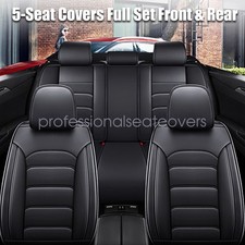 Fits Nissan Car Seat Covers Full Set Pu Leather 5-seats Front Rear Protector Pad