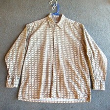 Pierre Cardin Button-Up VTG Men L Multicolor Geometric Long Sleeve Cotton Shirt