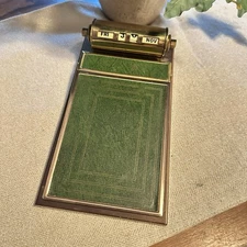 Vtg Park Sherman Brass Perpetual Desk Calendar Notepad Holder Mid Century Office