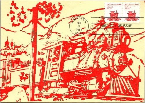 Dr Jim Stamps Maximum Card Rr Caboose 1890'S 11C Pair Fdc