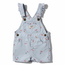 OshKosh B  gosh 3T Cherry Denim Jumper Overall Dress Blue Girls