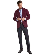 Tommy Hilfiger Mens Modern fit Sport Coat Blazer 40 S Dark Red Solid